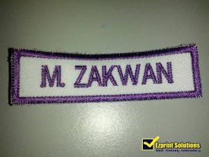 sulam name tag sekolah