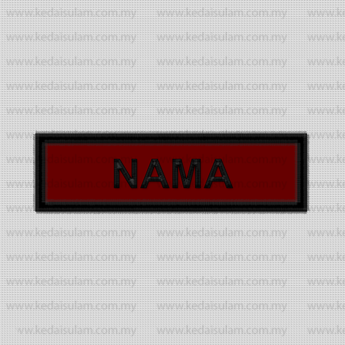 nametag sekolah merah merun