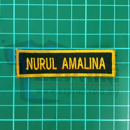 nametag sekolah hitam kuning