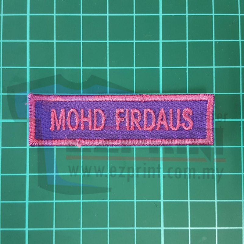 nametag sulam sekolah menengah